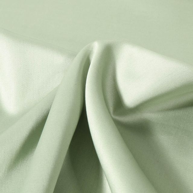 Tissu Satin de Coton uni Vert amande