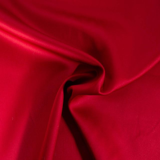 Tissu Satin de Coton uni Rouge foncé