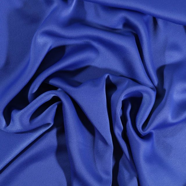 Tissu Crêpe satin mat Bleu roi - Par 10 cm