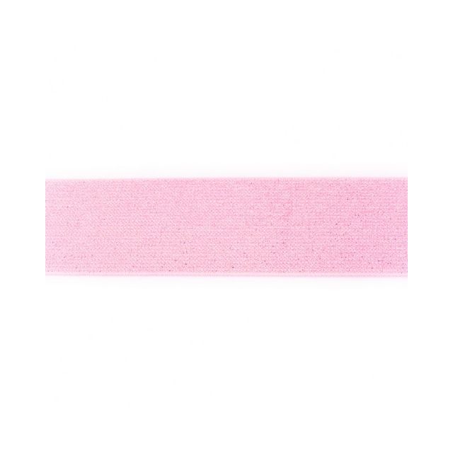 Élastique Plat Lurex 50 mm Rose x1m