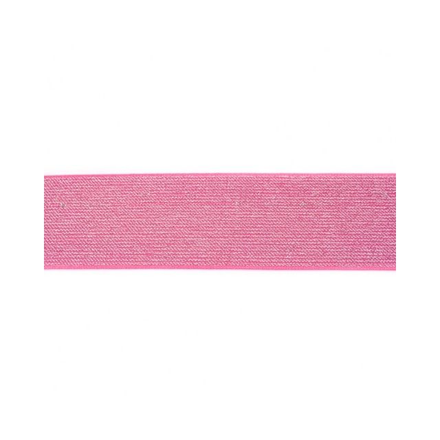 Élastique Plat Lurex 50 mm Fuchsia x1m