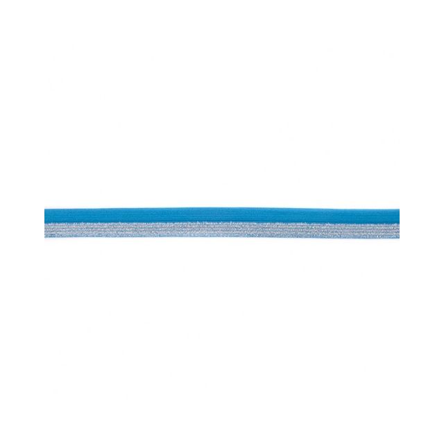 Biais Élastique Plat Lurex 17 mm Aqua x 1m