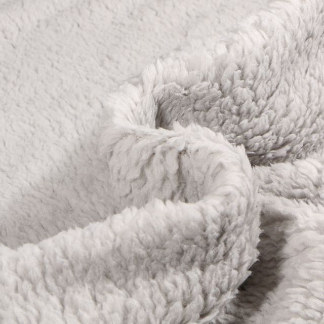  Tissu Fausse fourrure Doudou réversible uni Gris clair