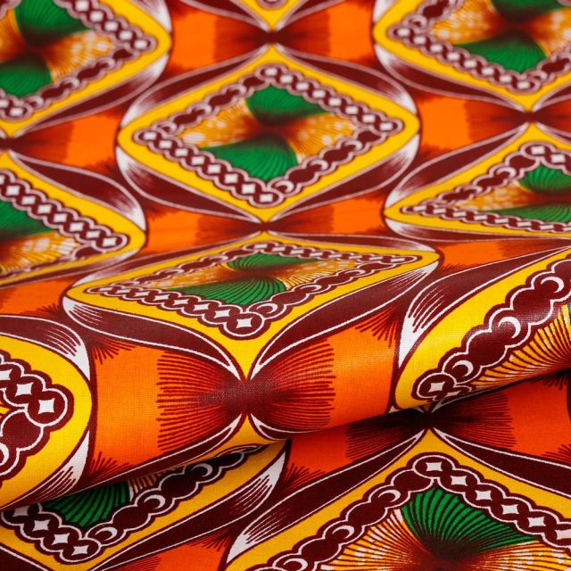 Tissu Wax africain n° 462 Orange