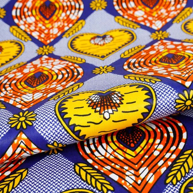 Tissu Wax africain n° 464 Jaune