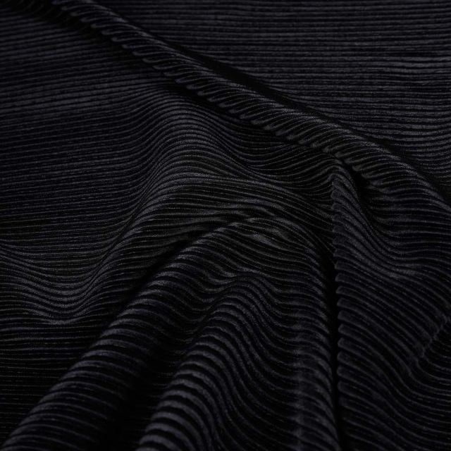 Tissu Plissé uni Noir