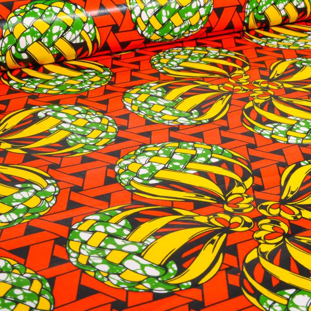 Tissu Wax africain n°  737 sur fond Orange