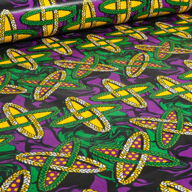 Tissu Wax africain n°  739 sur fond Noir