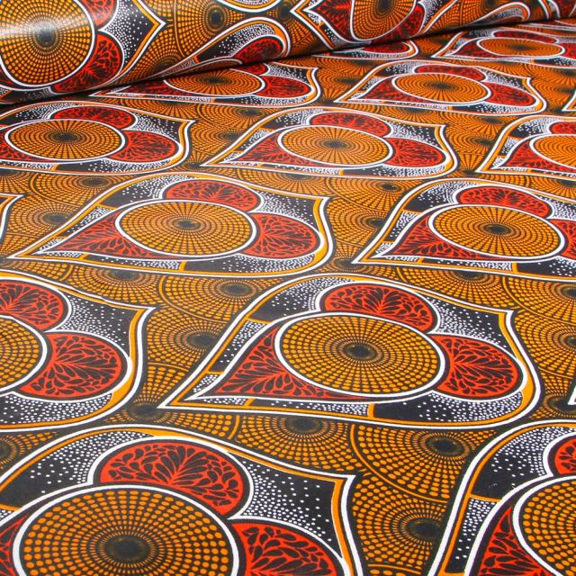 Tissu Wax africain n°  742 sur fond Noir