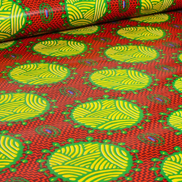 Tissu Wax africain n°  747 sur fond Rouge