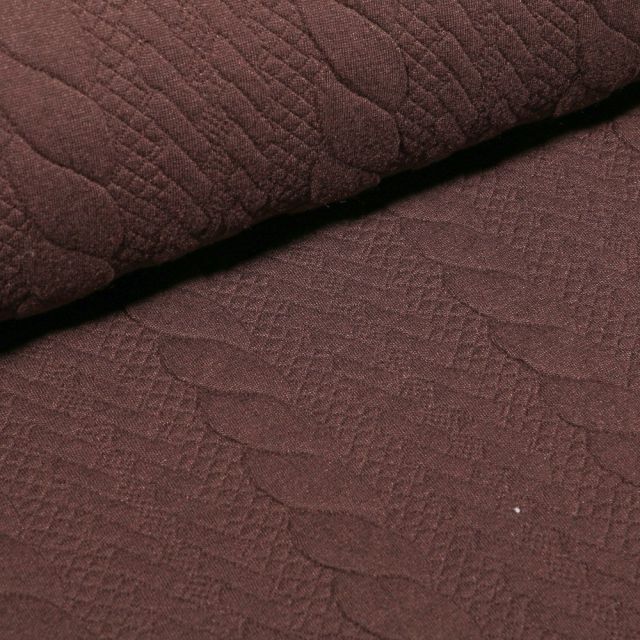 Tissu Sweat matelassé tressé Marron - Par 10 cm