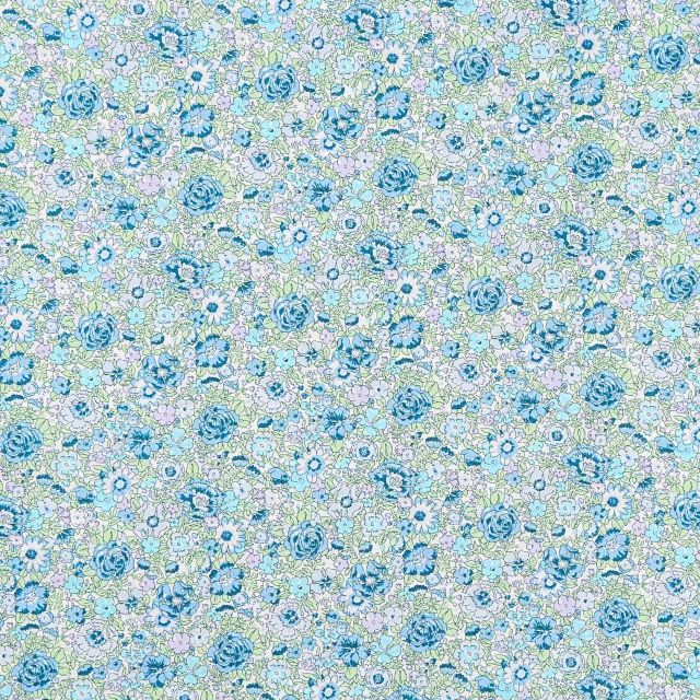 Tissu Liberty of London Amelie Bleu et vert - Par 10 cm