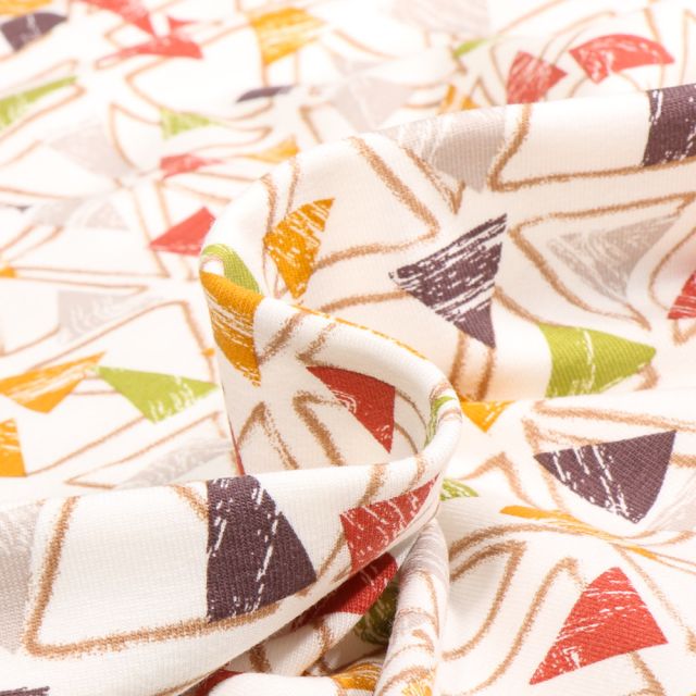 Tissu Jersey Coton Ivar orange sur fond Ecru