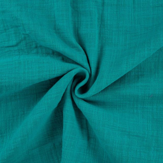 Tissu Double gaze aspect lin uni Vert émeraude