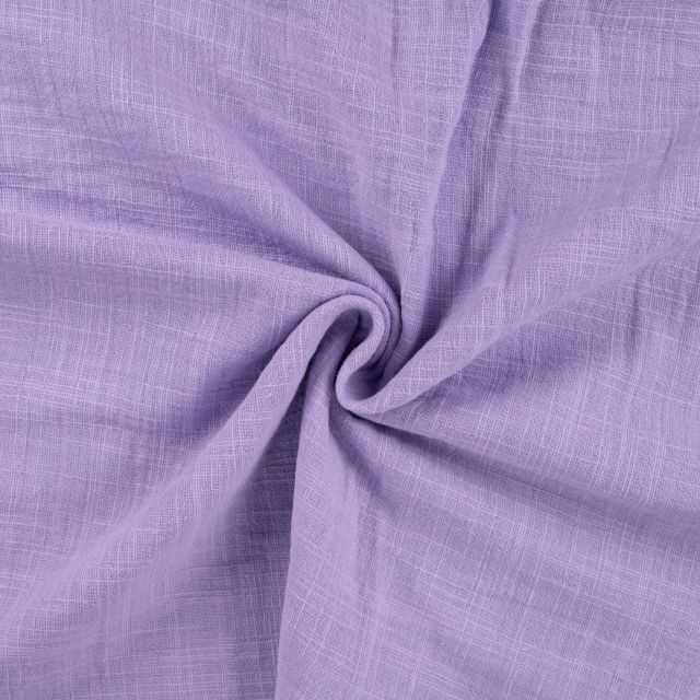 Tissu Double gaze aspect lin uni Lilas