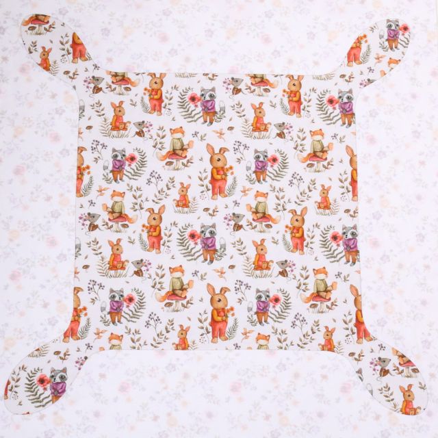 Tissu Panneau Coton Doudou Lapinou sur fond Blanc