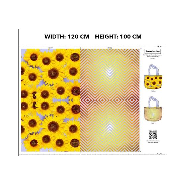 Panneau Maxi Cabas Toile de Coton Tournesol - 113 cm x 156 cm 