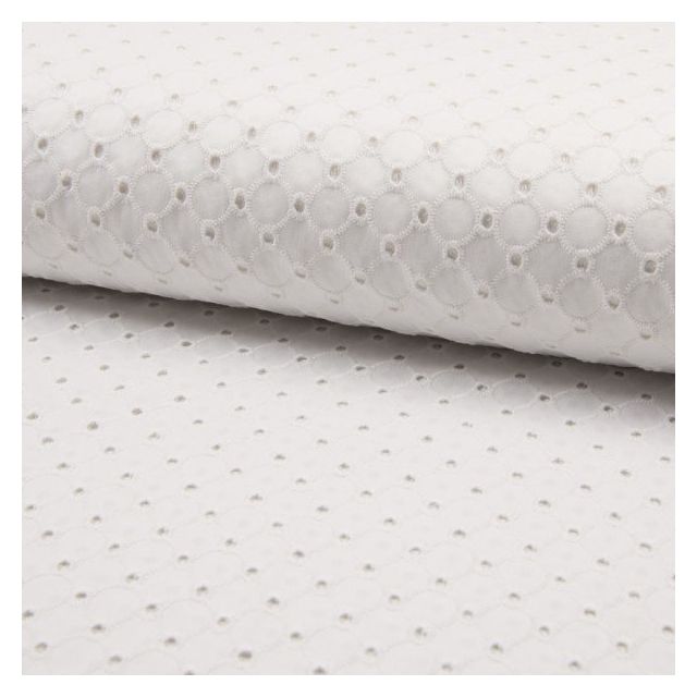 Tissu Broderie anglaise satiné n°150 sur fond Blanc - Par 10 cm