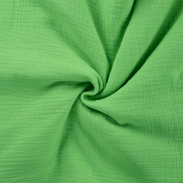 Tissu Double gaze de coton uni Vert fluo