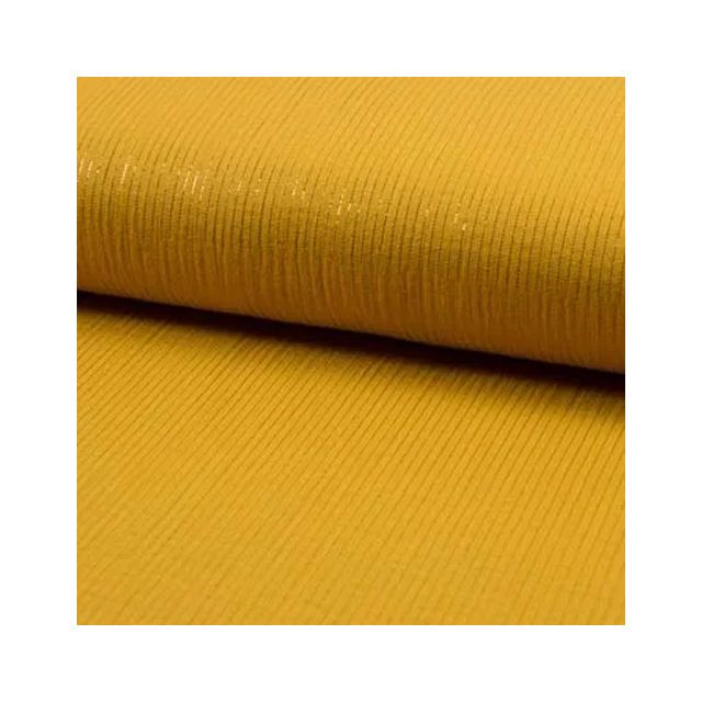 Tissu Double gaze Rayures lurex Jaune moutarde