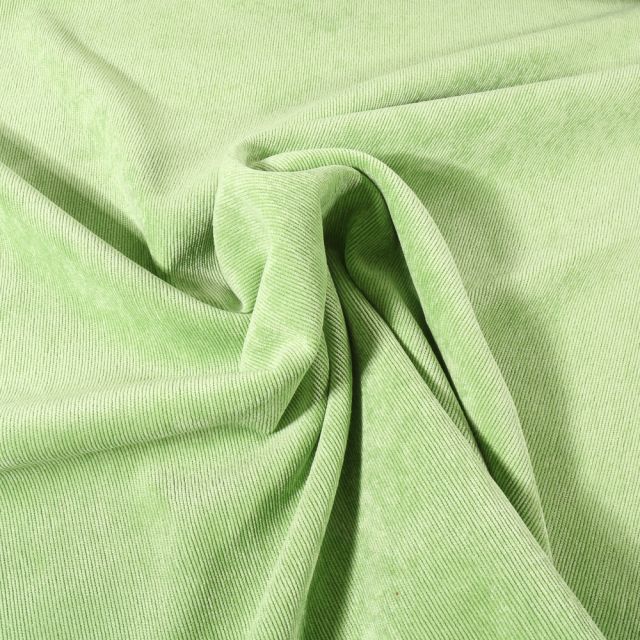 Tissu Velours milleraies uni Vert vif