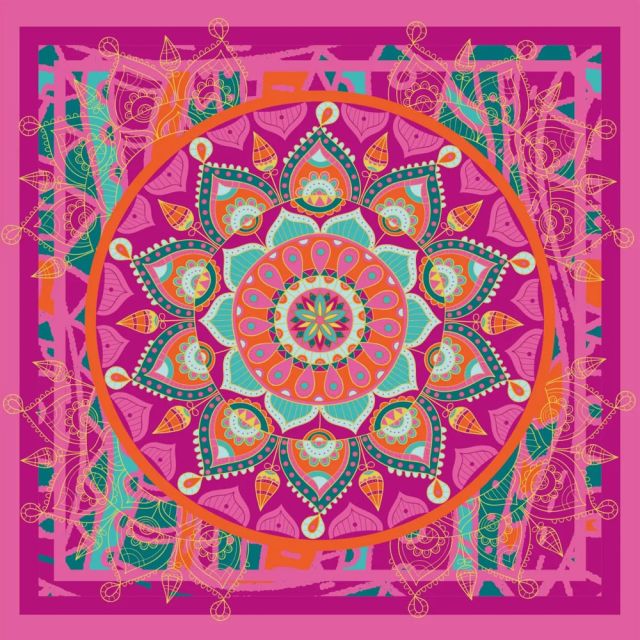 Panneau Voile de Viscose Mandala Fuschia - 140 x 140 cm