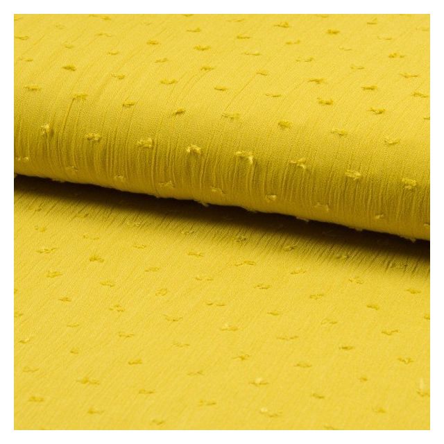 Tissu Plumetis Crépon de viscose Jaune - Par 10 cm