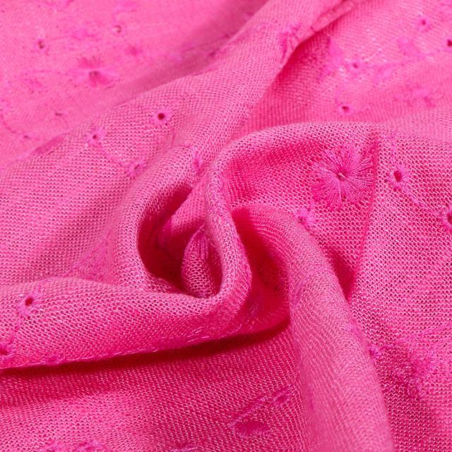 Tissu Lin Viscose Enora sur fond Rose fuchsia