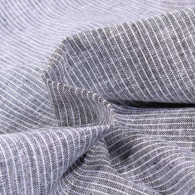 Tissu Lin Coton Dario Stripes sur fond Gris