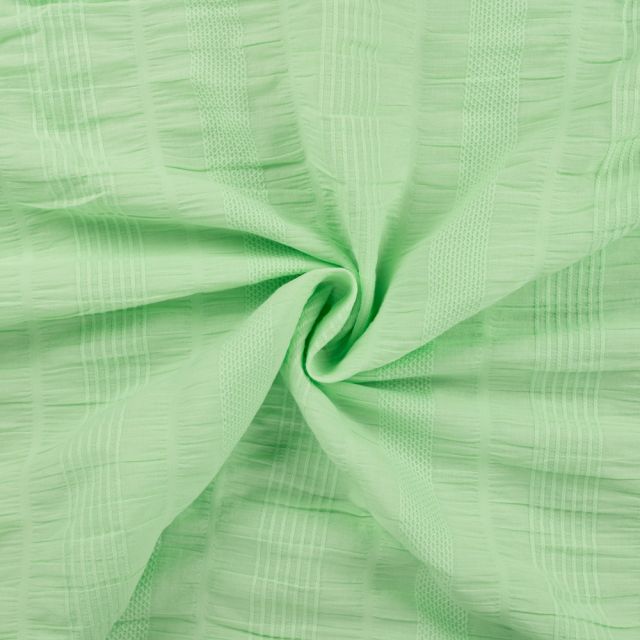 Tissu Coton Smocké uni Vert menthe