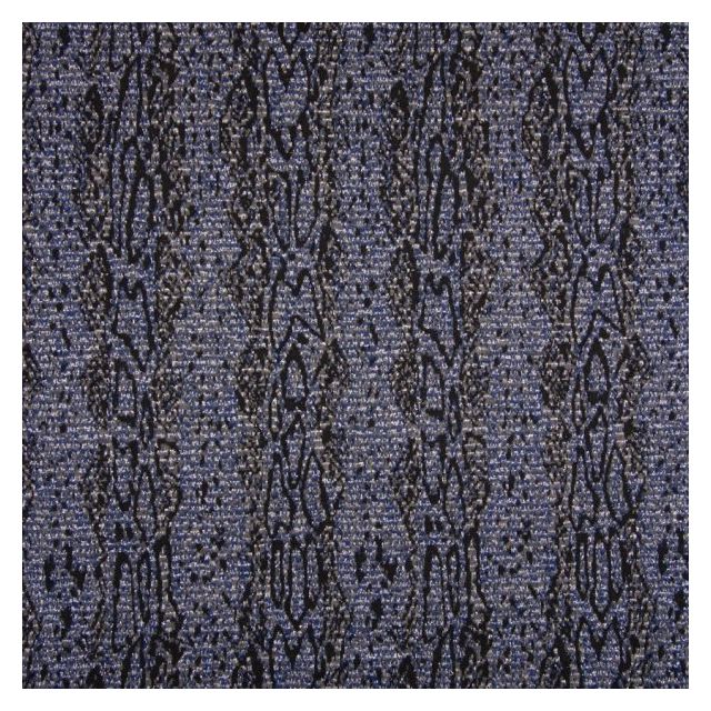 Tissu Jacquard Pailleté argent  Reptiles sur fond Bleu - Par 10 cm