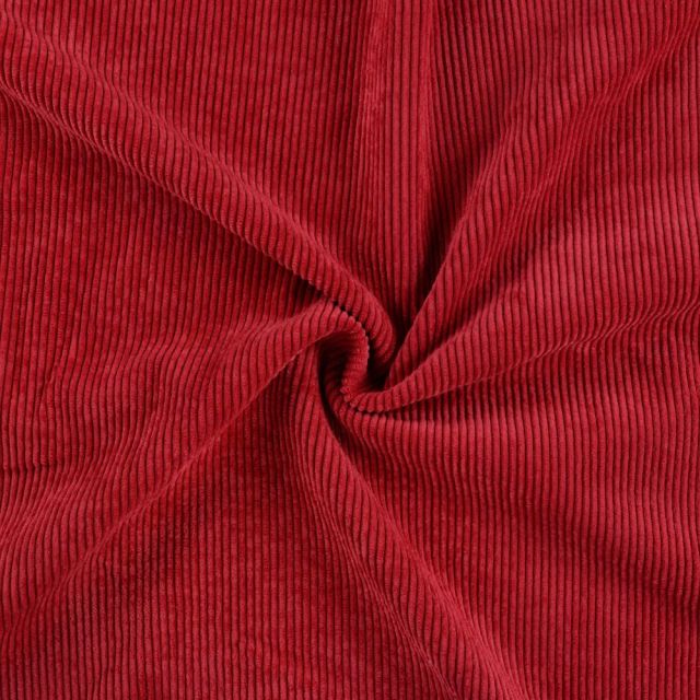 Tissu Velours côtelé lavé uni Rouge