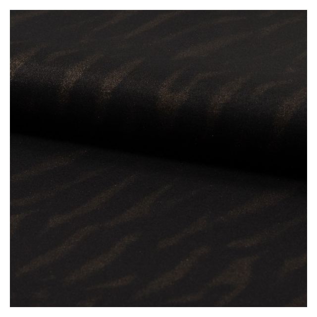 Tissu Bengaline Zebré bronze sur fond Noir