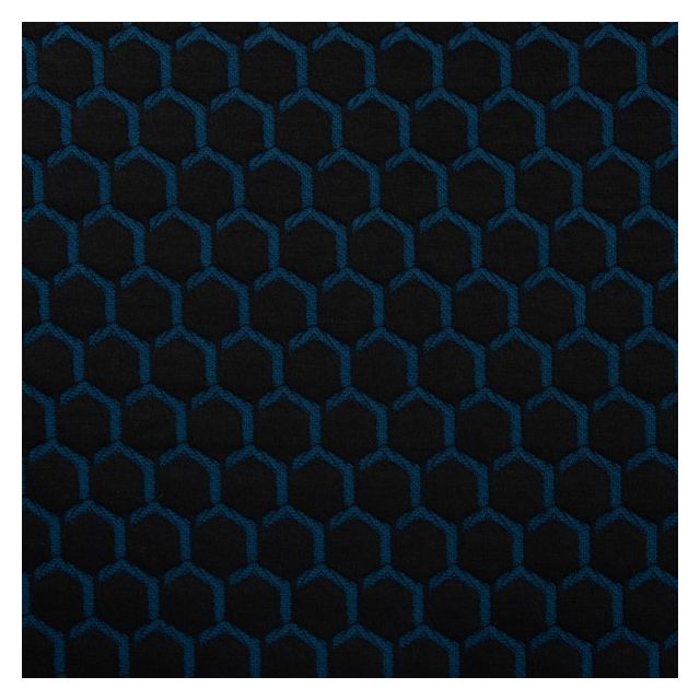 Tissu Jersey Jacquard épais Hexagone pétrole sur fond Noir