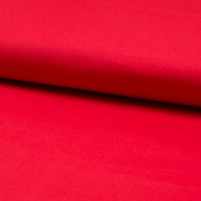 Tissu Popeline de coton unie stretch Rouge