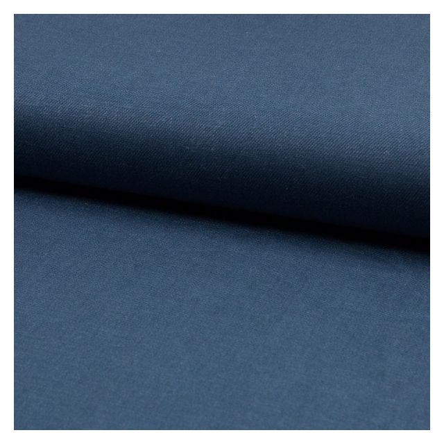 Tissu Viscose Lin twill lycra Bleu denim - Par 10 cm