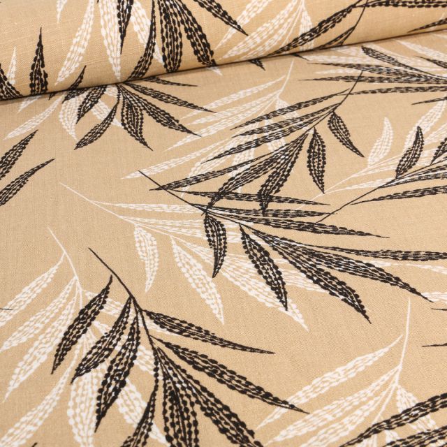 Tissu Viscose Lin Ellya sur fond Beige