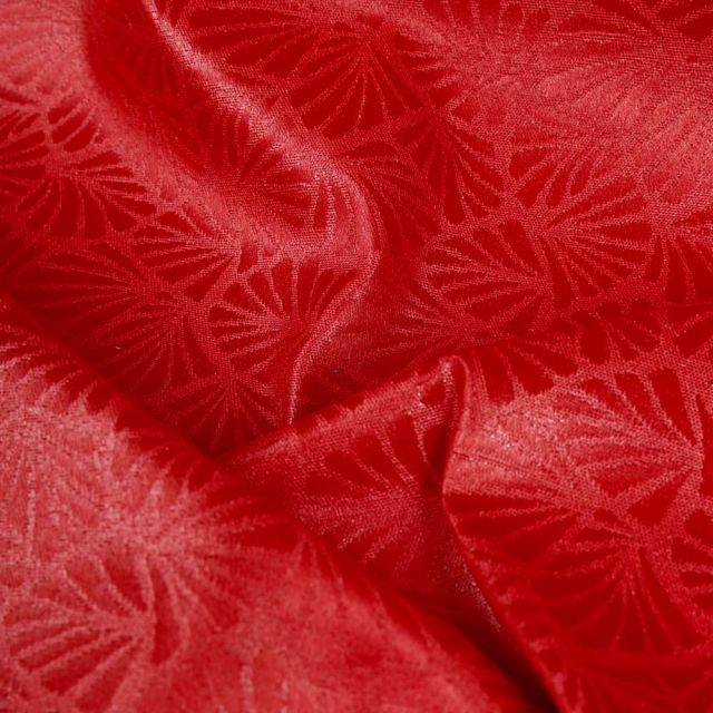 Tissu Jacquard Polycoton enduit Dinard sur fond Rouge