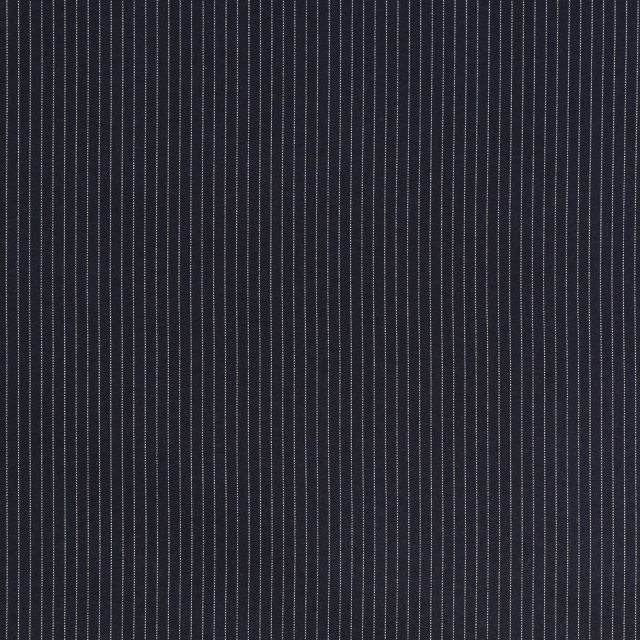 Tissu Gabardine de Viscose Fines Rayures Blanches sur fond Bleu marine - Par 10 cm