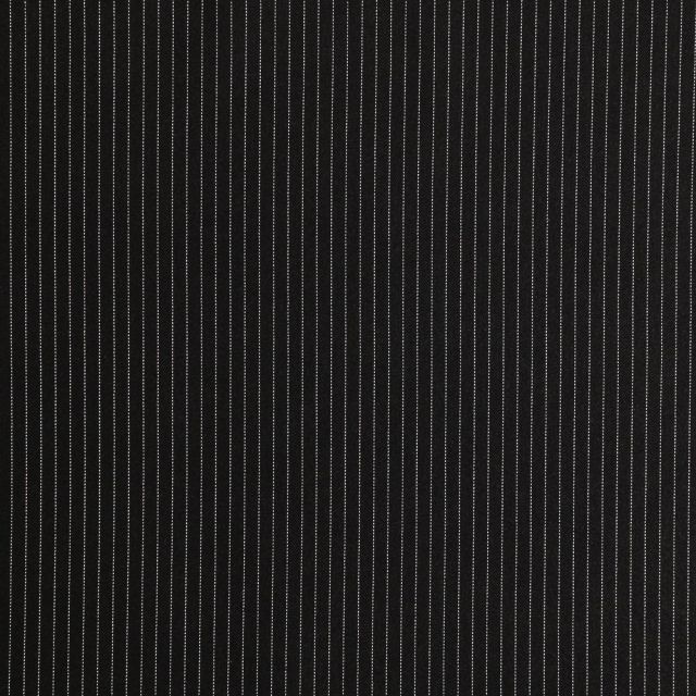 Tissu Gabardine de Viscose Fines Rayures Blanches sur fond Noir - Par 10 cm