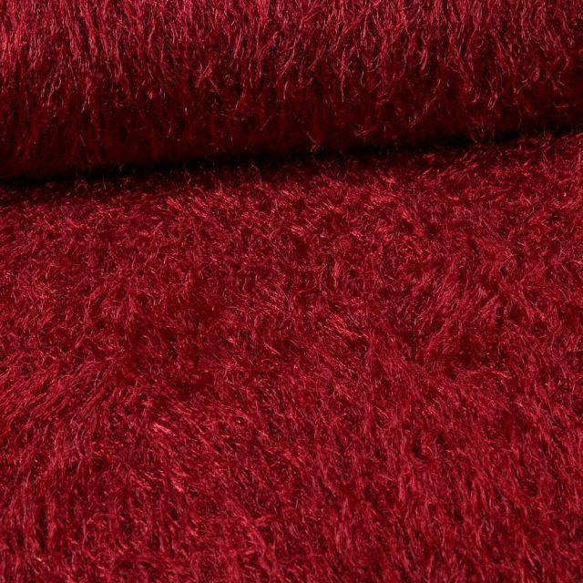 Tissu Fausse fourrure long poils Gloria Bordeaux - Par 10 cm