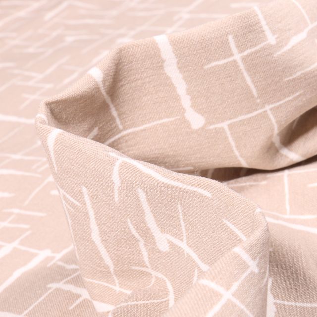 Tissu Bengaline Motifs abstraits sur fond Beige