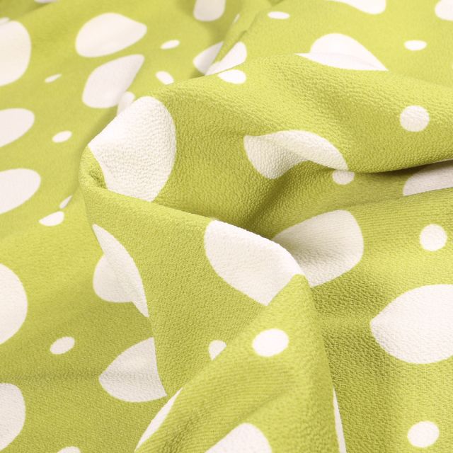 Tissu Crêpe Bubble sur fond Vert anis