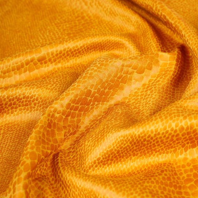 Tissu Suédine extensible Reptiles sur fond Jaune