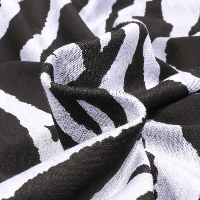 Tissu Jersey Milano Christina gris sur fond Noir