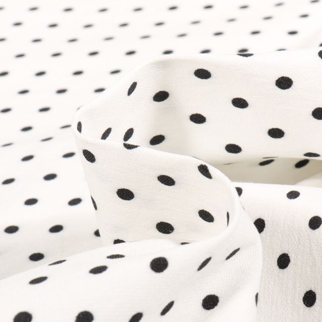 Tissu Bengaline  Dotty sur fond Blanc