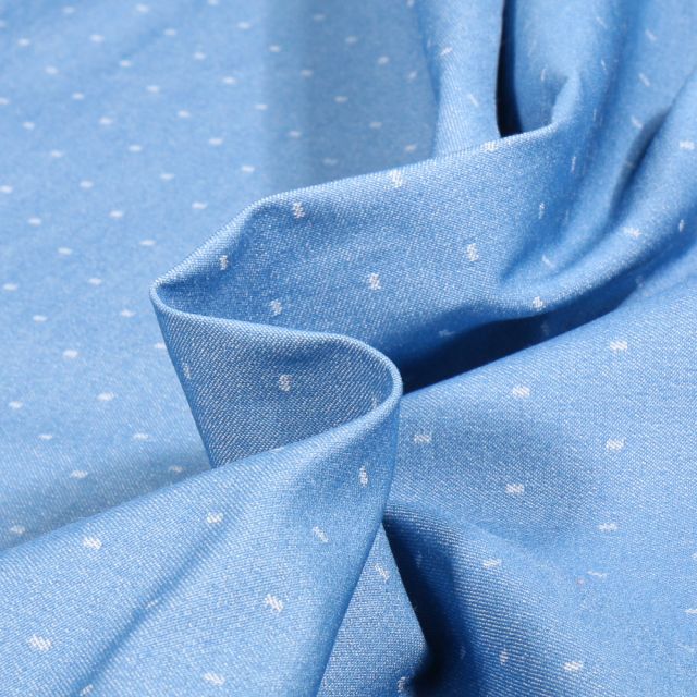 Tissu Bengaline Dots sur fond Bleu ciel