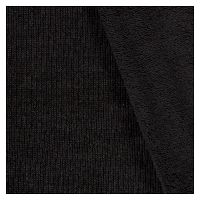 Tissu Polaire chenille velours envers doudou uni Noir