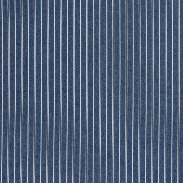 Tissu Jeans stretch Lignes blanches sur fond Bleu indigo