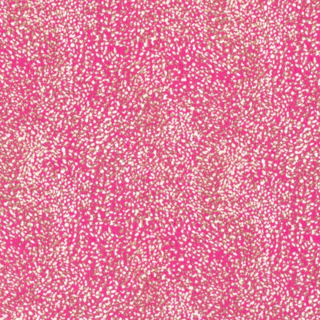 Tissu Crêpe de Viscose Pois destructurés blanc sur fond Rose fuchsia